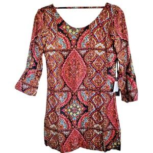 Billabong XS Floral Boho Swing Long Sleeve Gypsy Mini Dress NWT RV $59